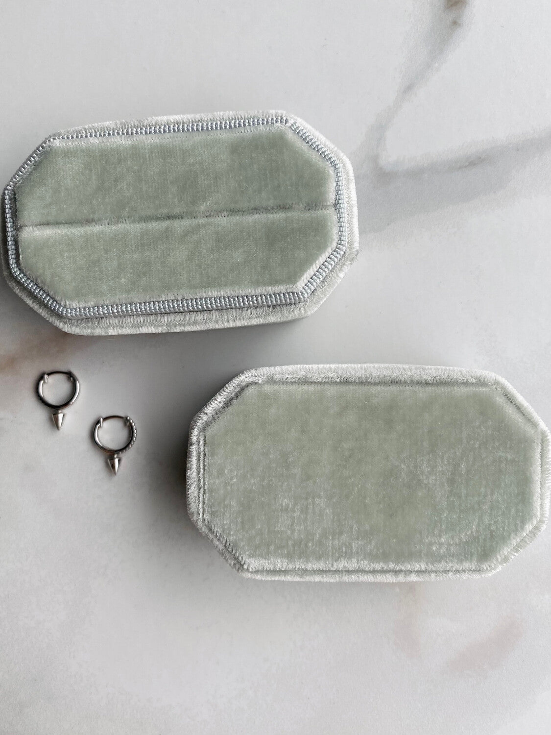 Eclair Velvet Ring/Earrings Box - Morning Mist