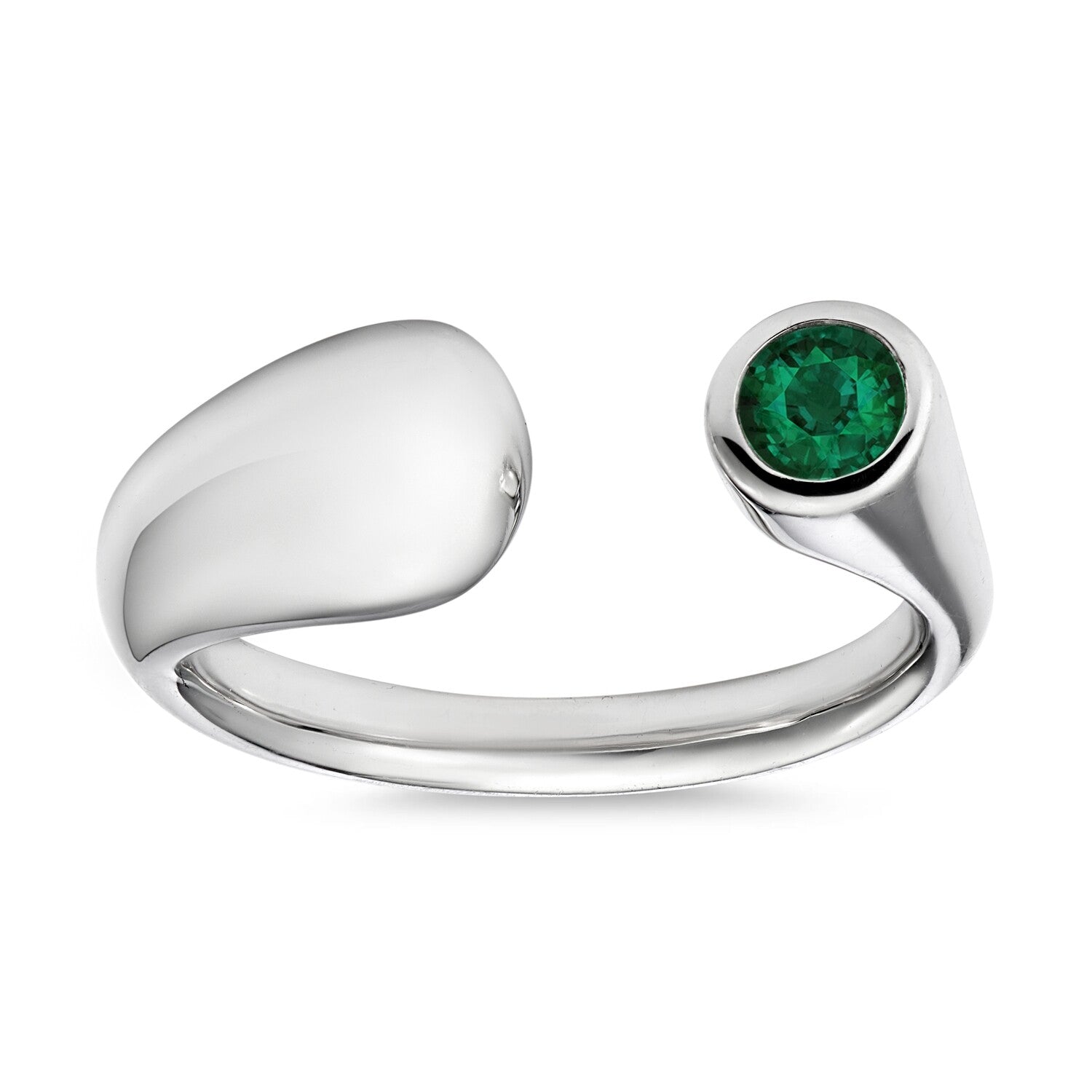 Eclipse Gem Ring - Green Emerald - White Gold