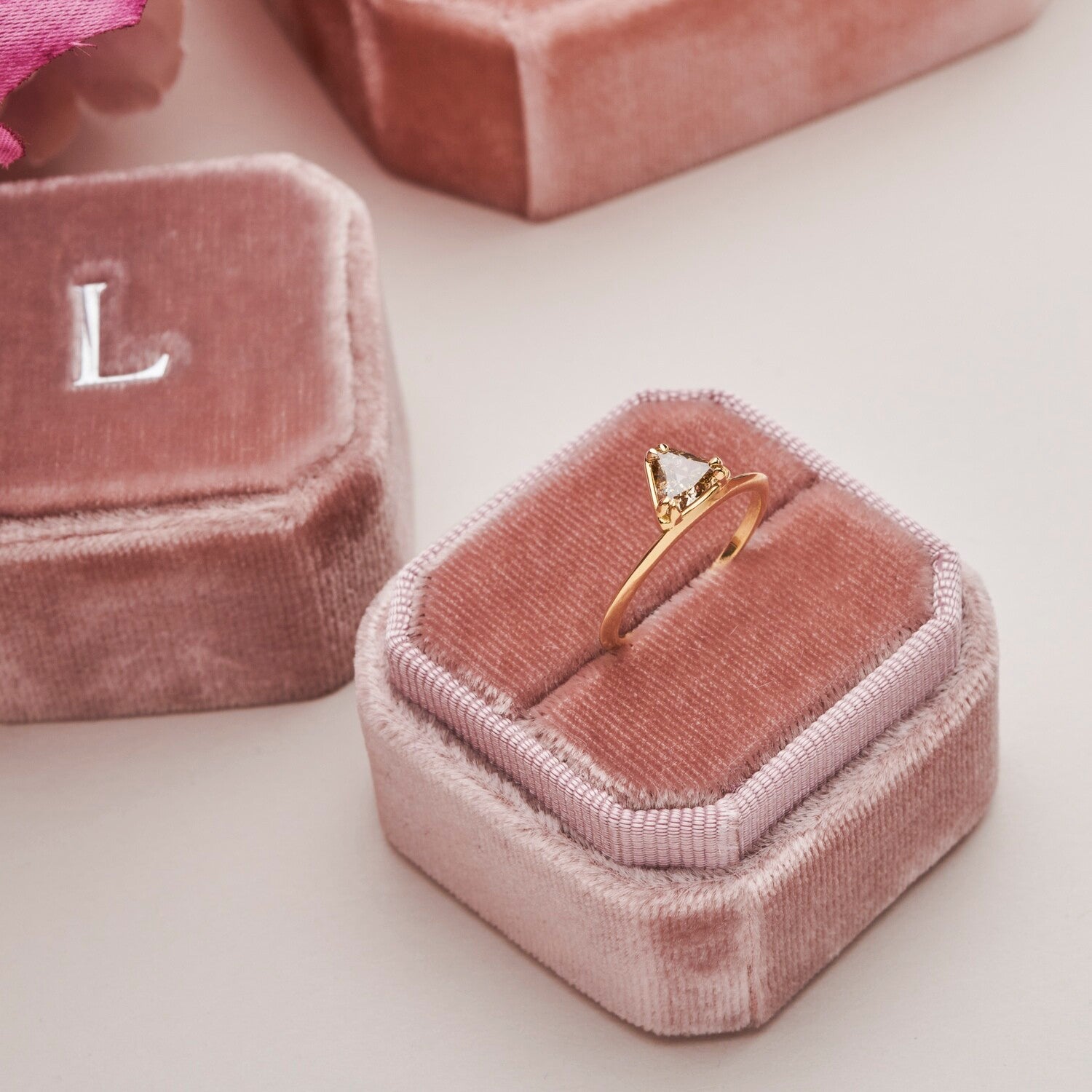 Petra Ring with Trillion Cut Champagne Diamond