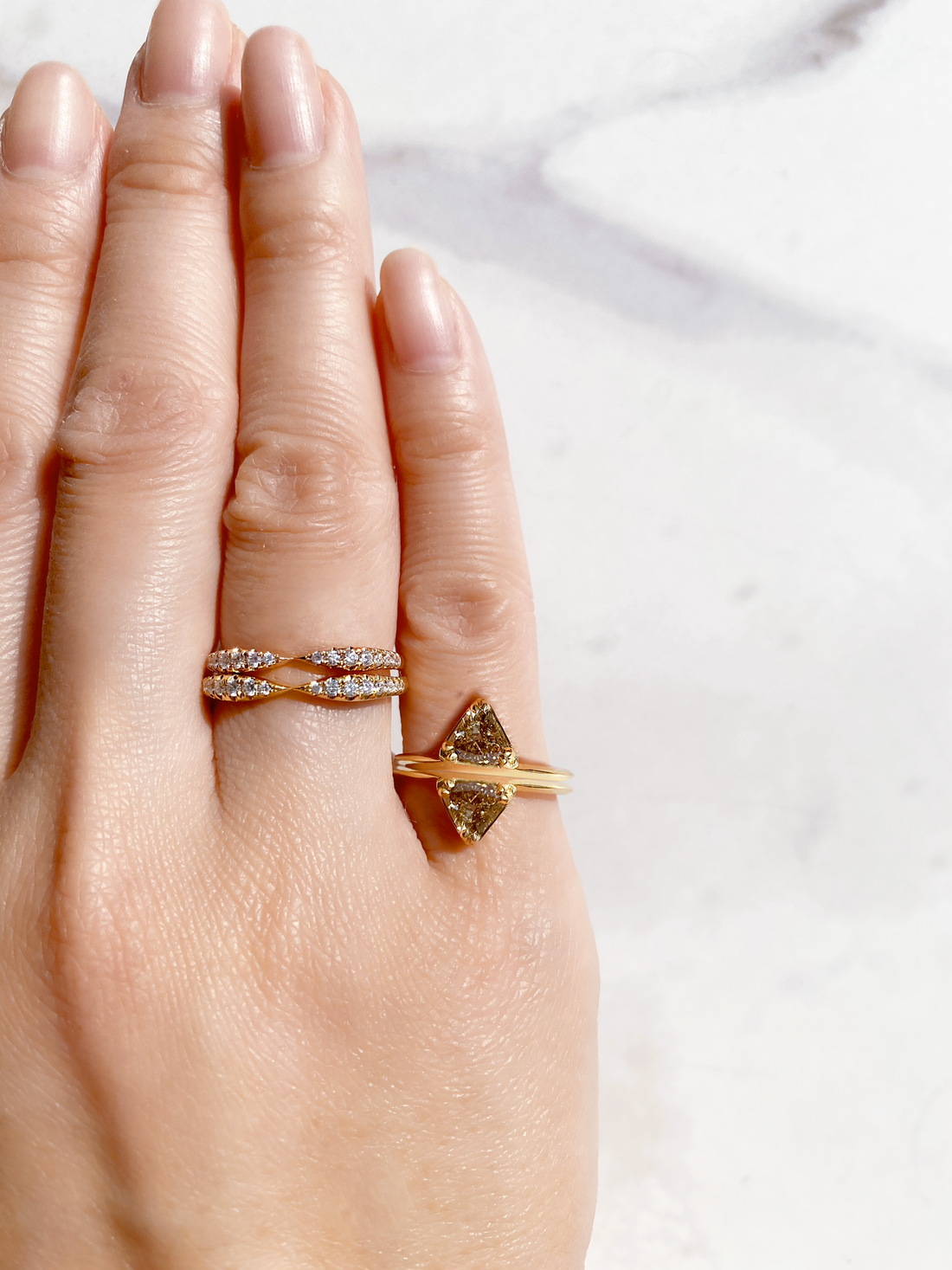 Petra Ring with Trillion Cut Champagne Diamond