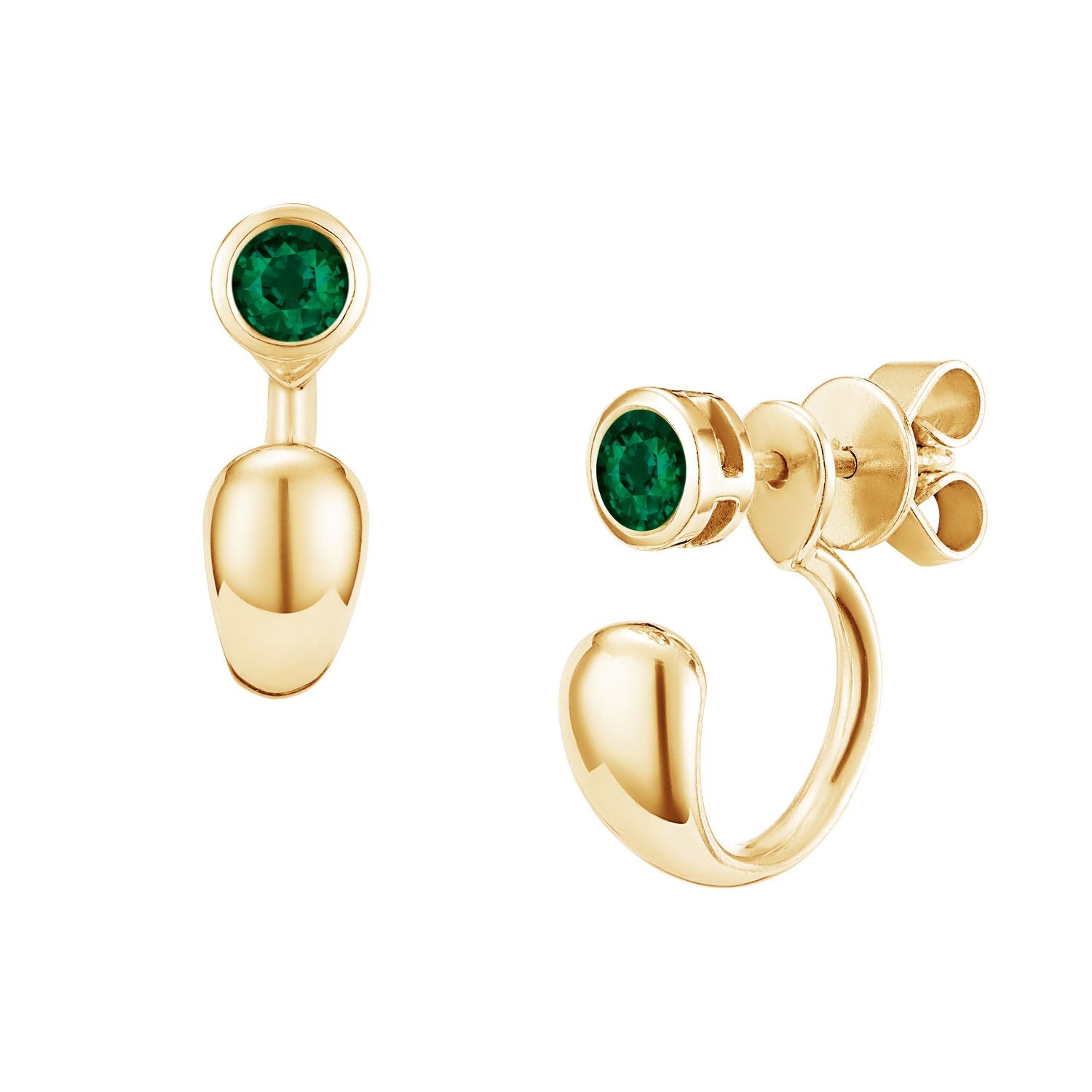 Eclipse 14K Yellow Gold With Green Emerald Earrings