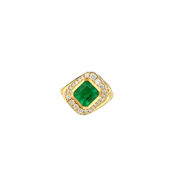The Blueprint Pavé Diamonds Ring - Emerald-cut Emerald