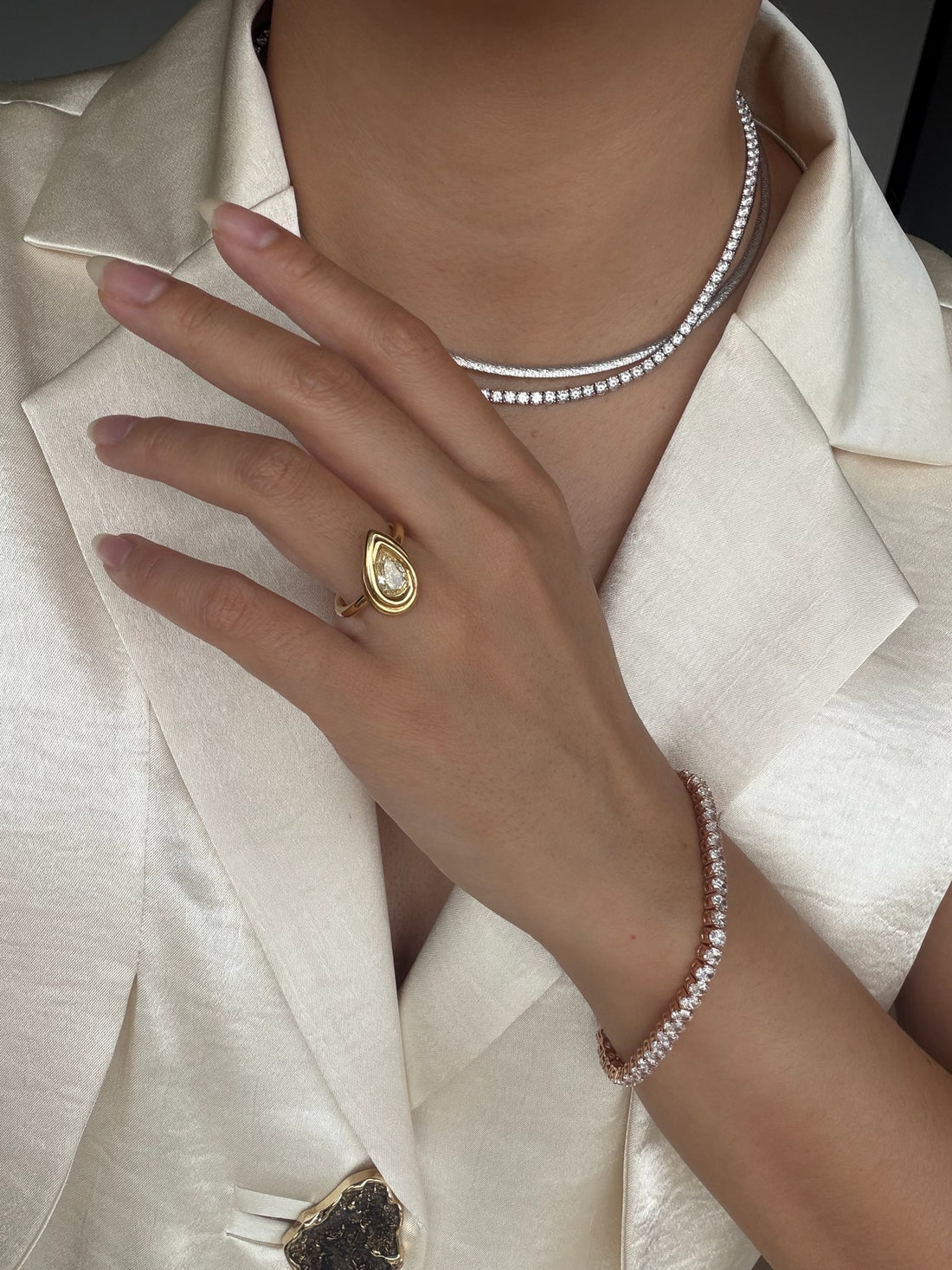 The Current Sculpted Ring - Yellow Pearshape Diamond